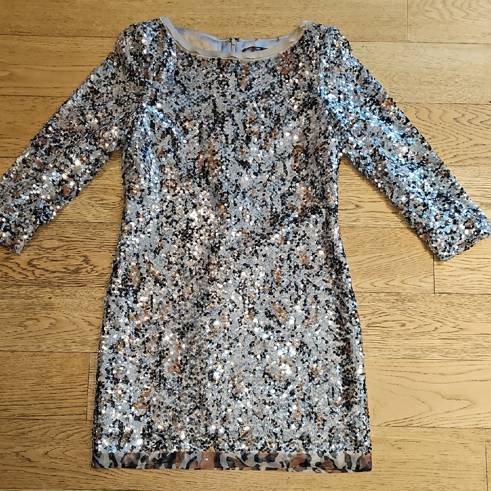 Elie Tahari Amelie Leopard Sequin Dress
